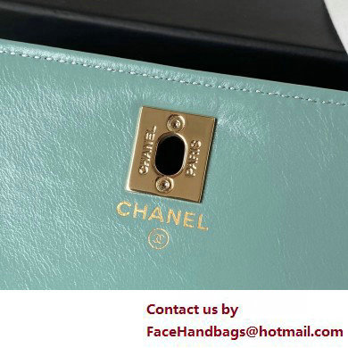 Chanel Shiny Crumpled Lambskin, Imitation Pearls  &  Gold-Tone Metal Clutch with Chain Bag AP3803 Green 2025